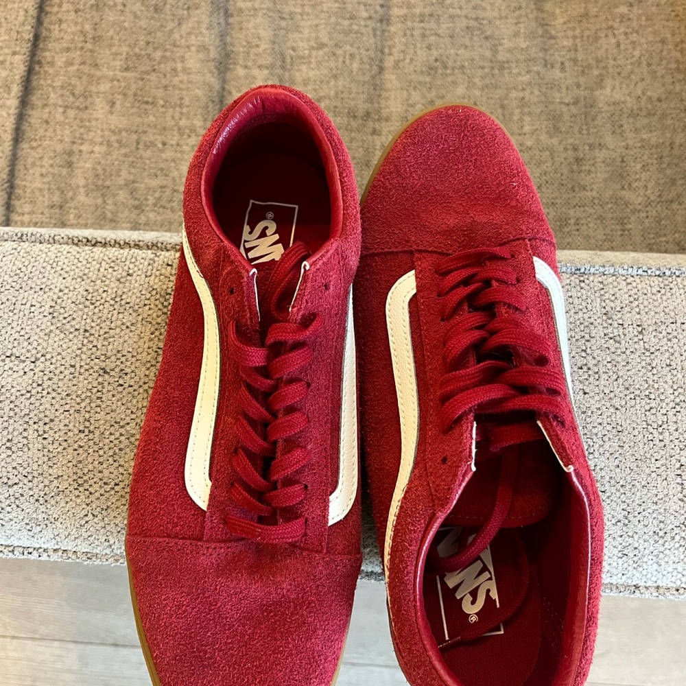 Vans Old Skool Red Suede Gum Sole Skate Shoes Mens 9 Classic Low Top New NWOT - Picture 4 of 10